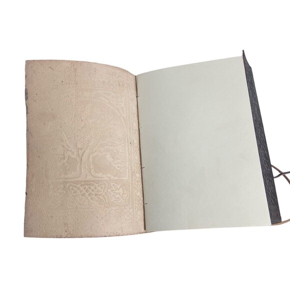 Leather Cover Journal Handmade Embossed Tree of Life Sketchbook Blank Paper 240p - Picture 6 of 11
